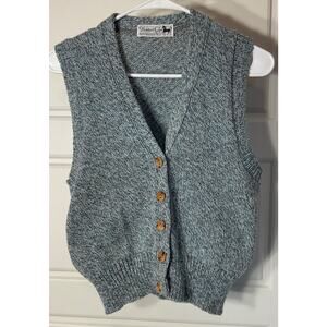 Hunter's Glen Blue Knit Button Front Vest M